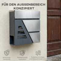 Briefkasten wetterfest mit Zeitungshalter Schlüssel Wandmontage