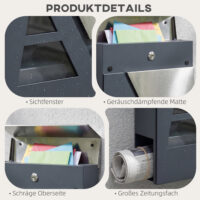 Briefkasten wetterfest mit Zeitungshalter Schlüssel Wandmontage