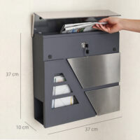Briefkasten wetterfest mit Zeitungshalter Schlüssel Wandmontage