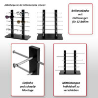 Brillenständer Brillenhalter Brillendisplay für 12 Brillen 42x39cm schwarz