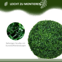 Buchsbaumkugel künstlich 2er-Set UV-Schutz Deko für innen aussen