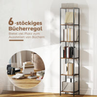 Bücherregal 2er Set mit 6 Ebenen für Wohnzimmer und Büro Stahl