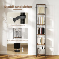 Bücherregal 2er Set mit 6 Ebenen für Wohnzimmer und Büro Stahl