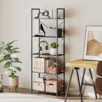 Bücherregal Standregal mit 5 Ebenen für Wohnzimmer Büro Metall