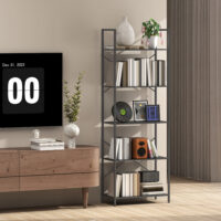 Bücherregal Standregal mit 5 Ebenen für Wohnzimmer Büro Metall