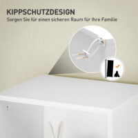 Bücherregal mit 5 Fächern und verstellbaren Böden aus Holz weiss