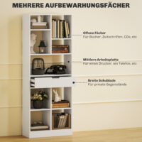 Bücherregal 9 Regale 1 Schublade mit Anti-Kippsicherung 60x26x158cm Weiss – Produktfoto zeigt modernes Design, hochwertige Materialien und funktionale Eigenschaften ideal für Wohn- oder Arbeitsbereiche. Perfekt als Einrichtungsinspiration oder zur Produktpräsentation in einem Onlineshop.