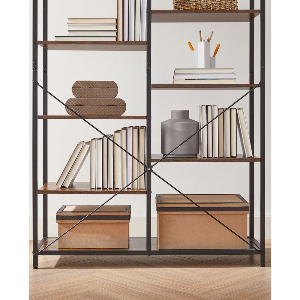 Bücherregal mit zehn Fächern im IndustrialVIBE-Stil für Ordner oder Deko.