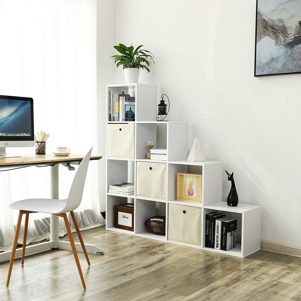 Bücherregal Aufbewahrungsregal mit 10 Würfeln freistehend.