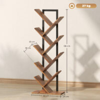 Bücherregal Standregal Baumform schmal rustikal für Büro