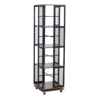 Bücherregal Standregal Drehregal Rollen Metall Industrial 147x40x40cm braun