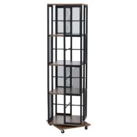 Bücherregal Standregal Drehregal Rollen Metall Industrial 147x40x40cm braun