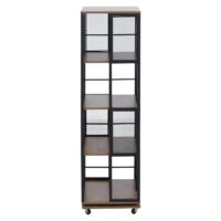 Bücherregal Standregal Drehregal Rollen Metall Industrial 147x40x40cm braun