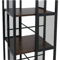 Bücherregal Standregal Drehregal Rollen Metall Industrial 147x40x40cm dunkelbraun