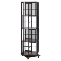 Bücherregal Standregal Drehregal Rollen Metall Industrial 147x40x40cm dunkelbraun