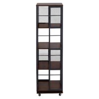 Bücherregal Standregal Drehregal Rollen Metall Industrial 147x40x40cm dunkelbraun