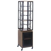 Bücherregal Standregal Drehregal Rollen Tür Metall Industrial 162x40x42cm braun