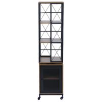 Bücherregal Standregal Drehregal Rollen Tür Metall Industrial 162x40x42cm braun