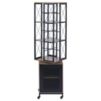 Bücherregal Standregal Drehregal Rollen Tür Metall Industrial 162x40x42cm braun