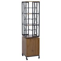 Bücherregal Standregal Drehregal Rollen Tür Metall Industrial 162x40x42cm braun