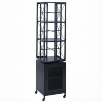 Bücherregal Standregal Drehregal Rollen Tür Metall Industrial 162x40x42cm schwarz