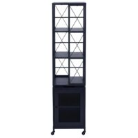 Bücherregal Standregal Drehregal Rollen Tür Metall Industrial 162x40x42cm schwarz