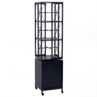 Bücherregal Standregal Drehregal Rollen Tür Metall Industrial 162x40x42cm schwarz