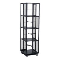 Bücherregal Standregal Drehregal Rollen Metall Industrial 147x40x40cm schwarz