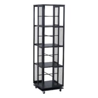 Bücherregal Standregal Drehregal Rollen Metall Industrial 147x40x40cm schwarz