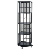Bücherregal Standregal Drehregal Rollen Metall Industrial 147x40x40cm schwarz