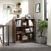Bücherregal freistehend Standregal Holz Rustikal Braun