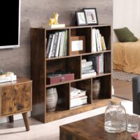 Bücherregal freistehend Standregal Holz Rustikal Braun
