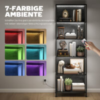 Bücherregal mit LED Beleuchtung für Wohnzimmer schwarz