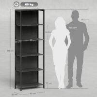 Bücherregal mit LED Beleuchtung für Wohnzimmer schwarz