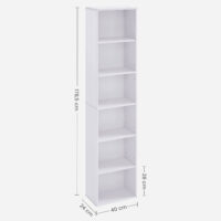 Weißes Bücherregal Luso mit sechs Fächern, praktisch und stilvoll.