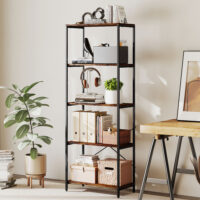 Bücherregal Standregal modern mit 5 Ebenen Metall braun