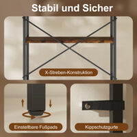 Bücherregal Standregal modern mit 5 Ebenen Metall braun