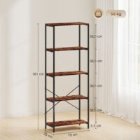 Bücherregal Standregal modern mit 5 Ebenen Metall braun