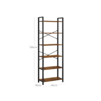 Bücherregal Regal Standregal Stahlrahmen Braun Schwarz