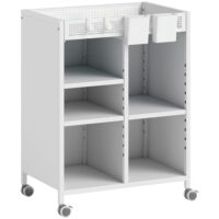 Bücherregal auf Rollen verstellbar für Wohnzimmer Büro weiss