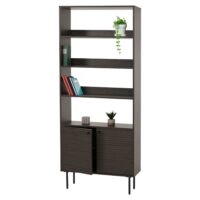 Bücherregal Bücherschrank Hochschrank skandinavisch Metall Holz 200x80x30cm dunkelbraun