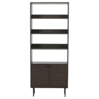 Bücherregal Bücherschrank Hochschrank skandinavisch Metall Holz 200x80x30cm dunkelbraun