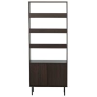 Bücherregal Bücherschrank Hochschrank skandinavisch Metall Holz 200x80x30cm dunkelbraun