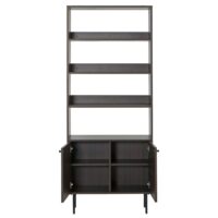 Bücherregal Bücherschrank Hochschrank skandinavisch Metall Holz 200x80x30cm dunkelbraun
