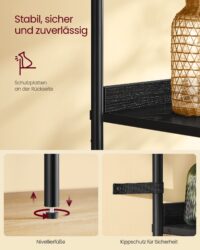 Sechsstöckiges Standregal mit dekorativer Rattan-Tür für stilvolle Aufbewahrung.