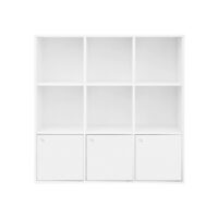 Würfelregal mit drei Unterschränken, ideal zur organisierten Aufbewahrung.