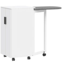 Bügelbrettschrank faltbar mit Rollen für kleine Räume weiss