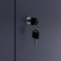 Abschließbarer Büroschrank aus Metall dunkelgrau mit Rollen