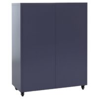 Abschließbarer Büroschrank aus Metall dunkelgrau mit Rollen