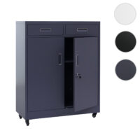 Abschließbarer Büroschrank aus Metall dunkelgrau mit Rollen